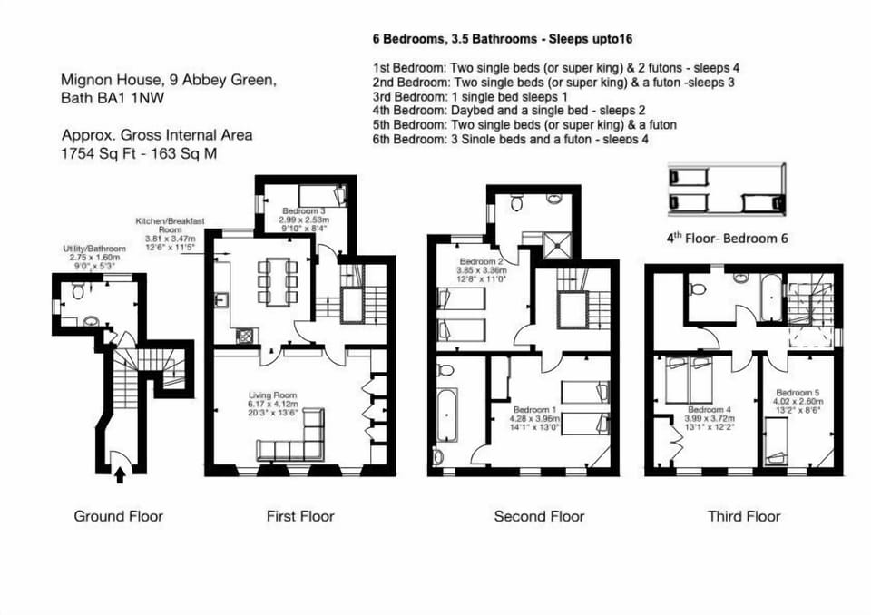 6 bedrooms, 3.5 bathrooms. Perfect for groups up 16 guests