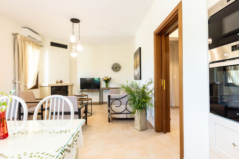 Open air living room and kitchen area