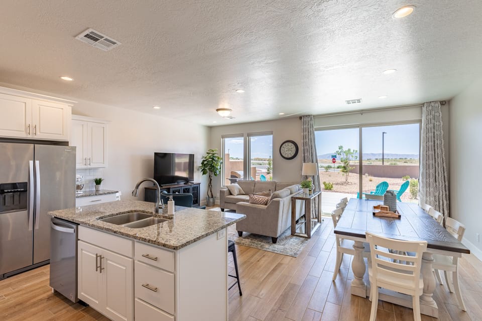 Kitchen View - With an open and spacious floor plan, the Dining Room and Kitchen can accommodate meal preparations for groups large or small.
