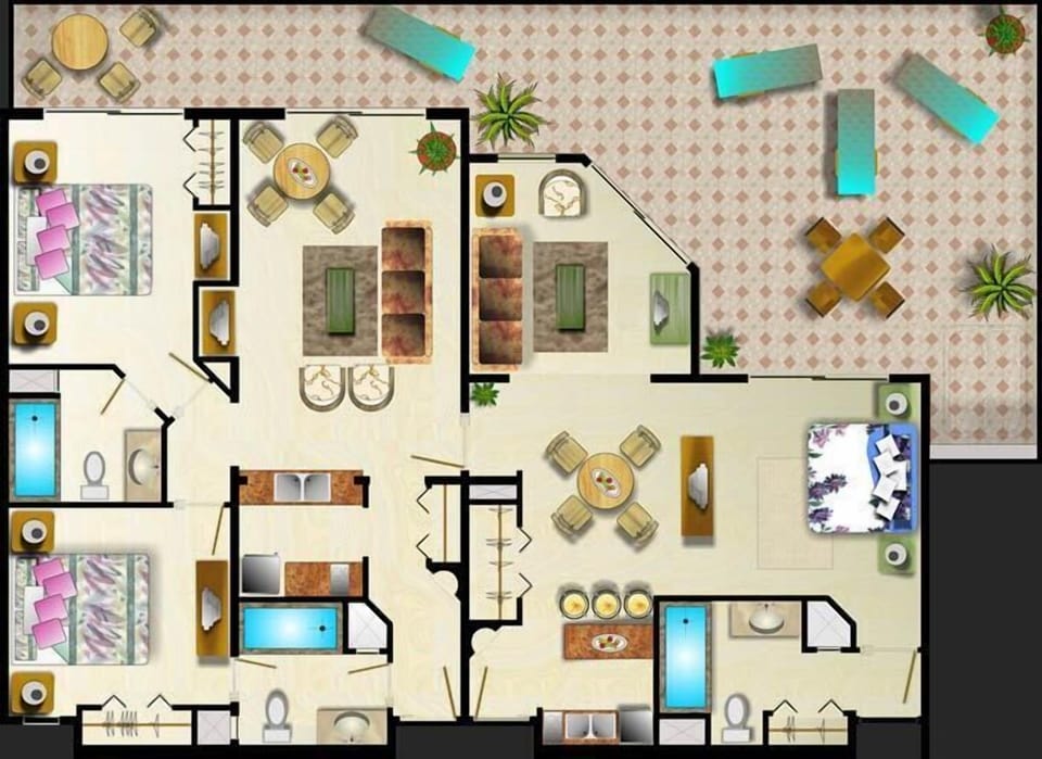Penthouse Layout (not all the same).  Hot tub and grill on balcony not shown.