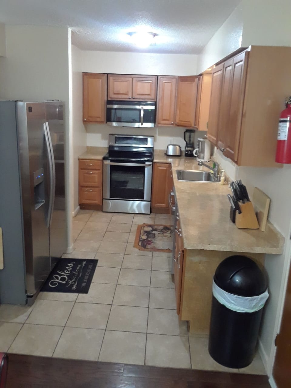 All stainless steel kitchen appliances.