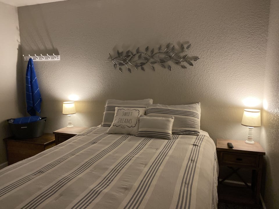 Each nightstand has USB ports on the back for easy charging. 