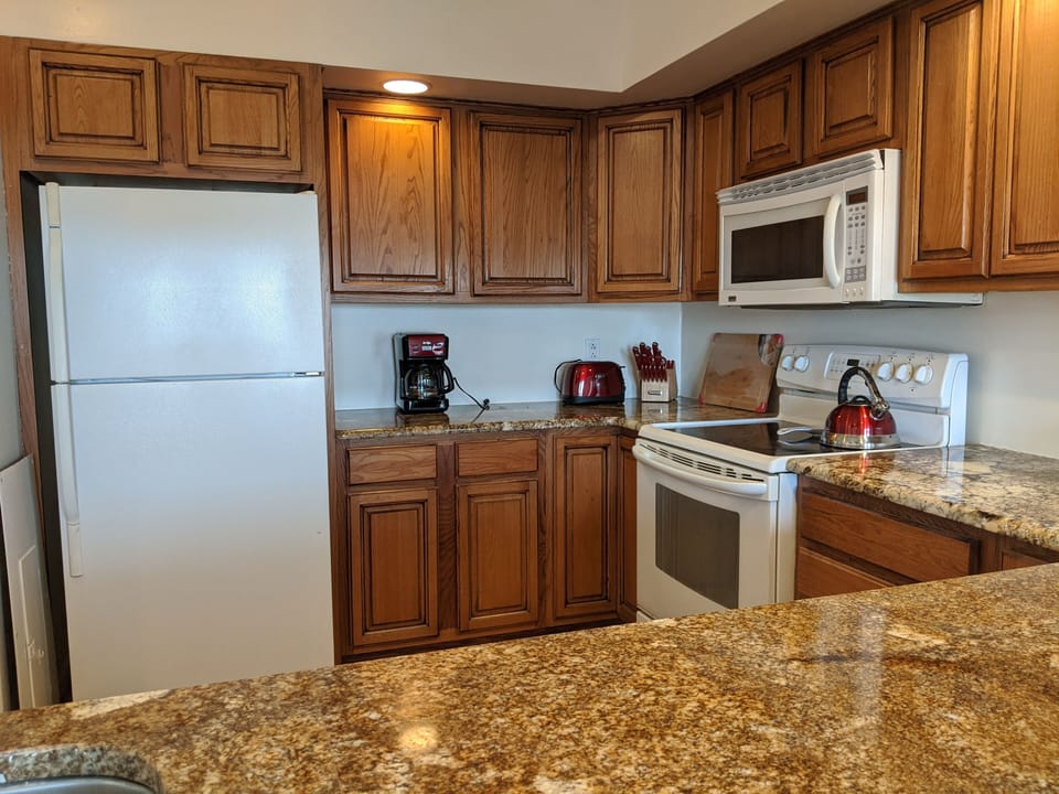 Kitchen with new granite counters.