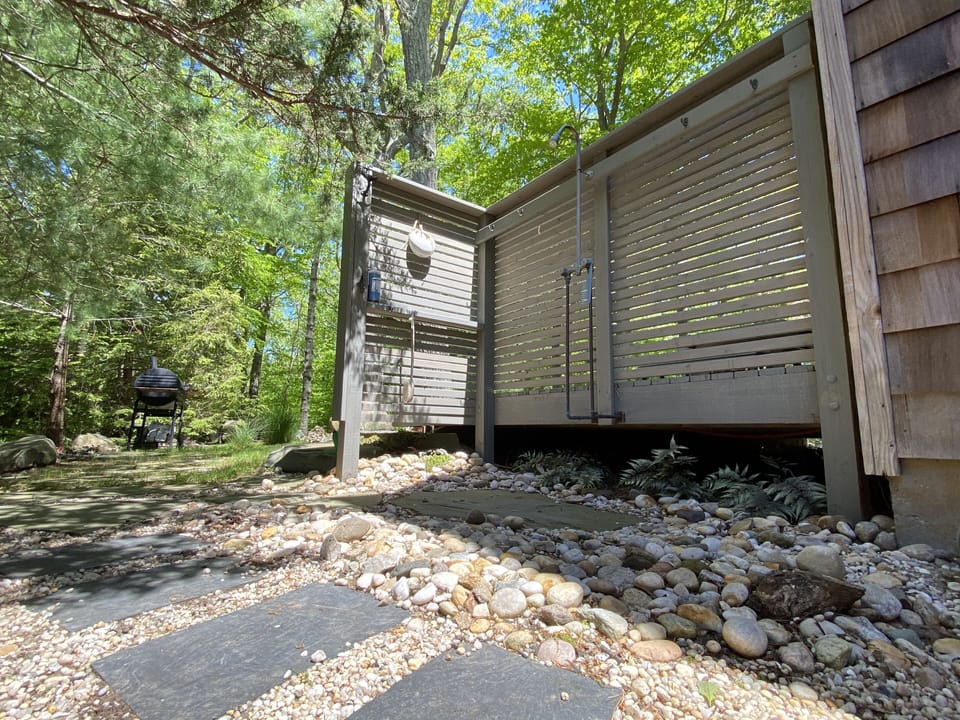 Our rustic outdoor is an amazing place to wash off after the beach