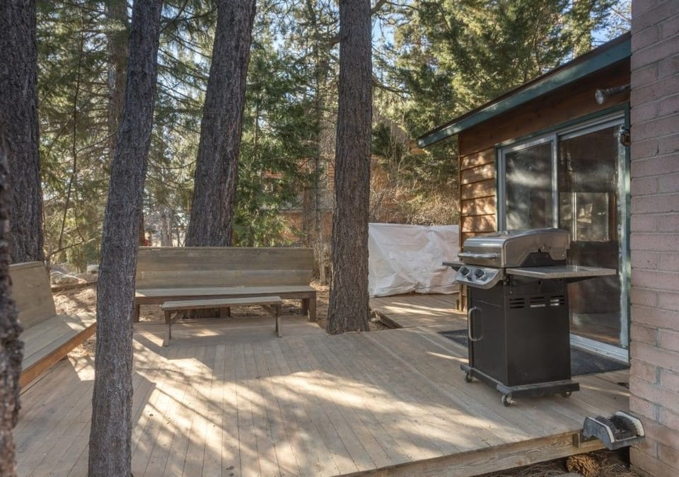 Deck with propane BBQ.  Propane is provided. 