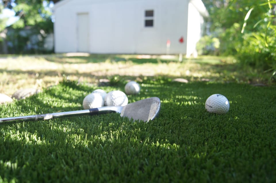 Chipping green for hours of fun in the back yard