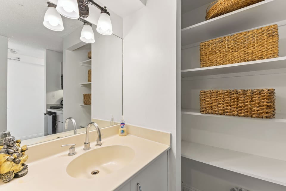 Hairdryer, shampoo, soap, conditioner also provided.