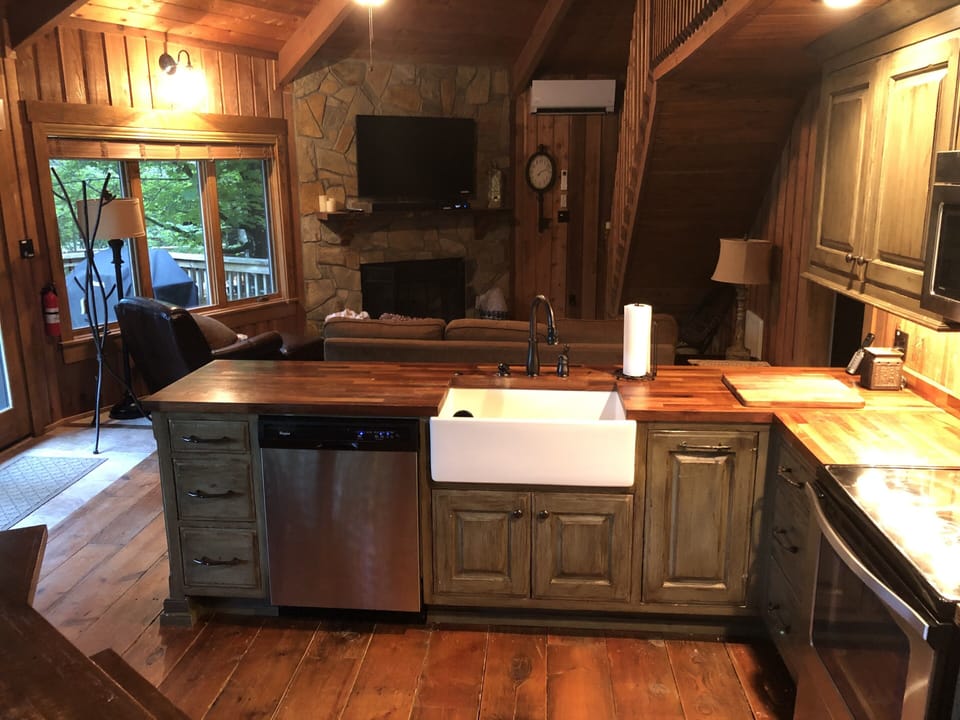 View from kitchen into the living room