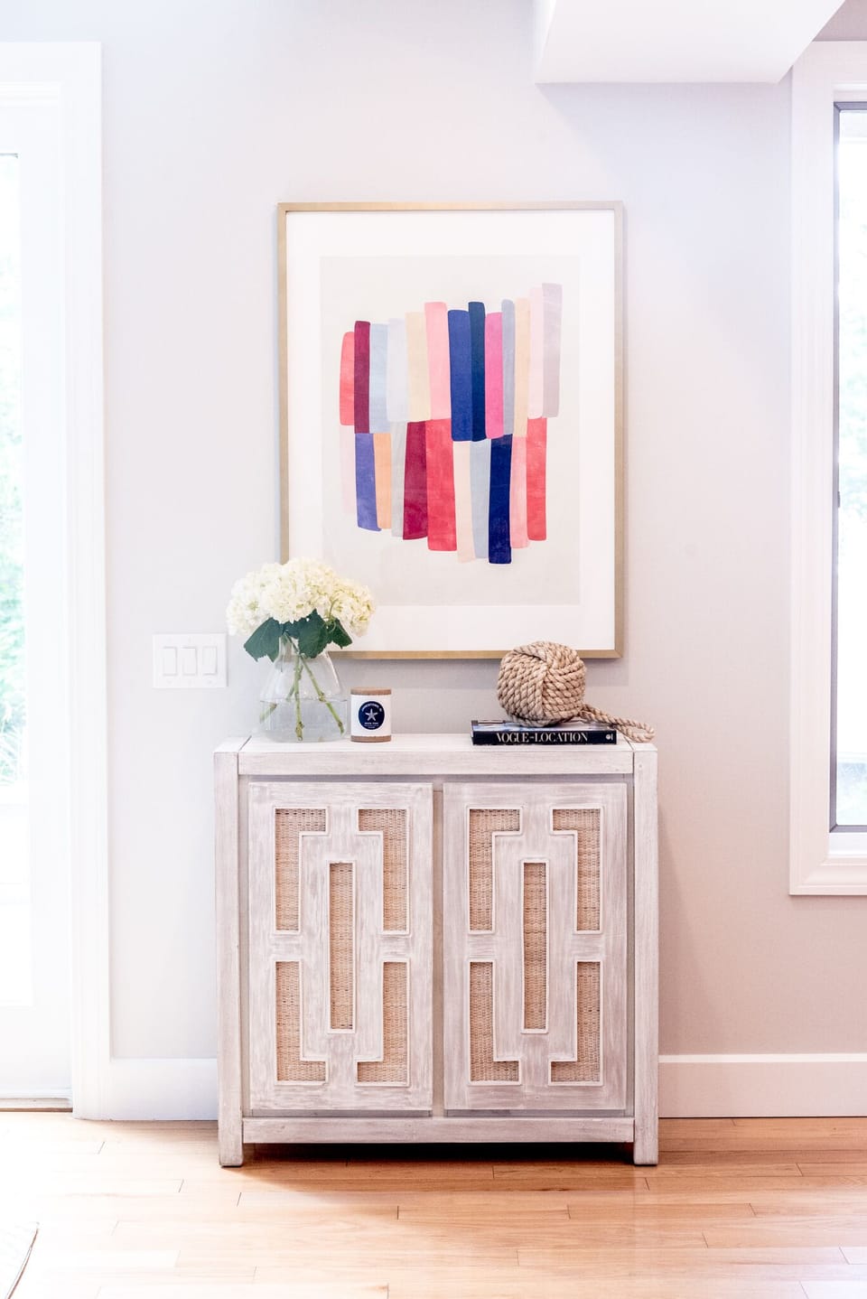 Artwork and Fresh flowers