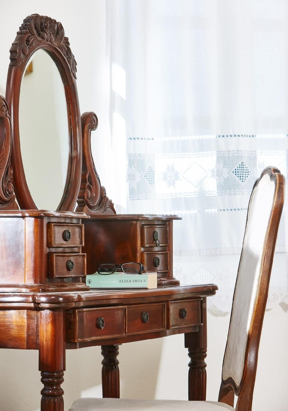 Sleeping area. The bedroom - a gorgeous old chest of drawers