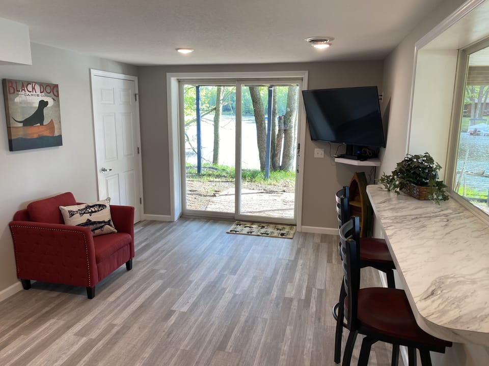 Family room, ground floor, walkout to the lake