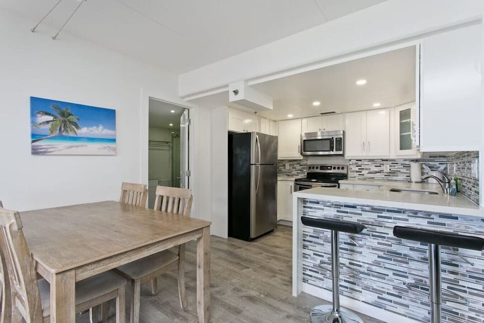 Modern kitchen and dining area
