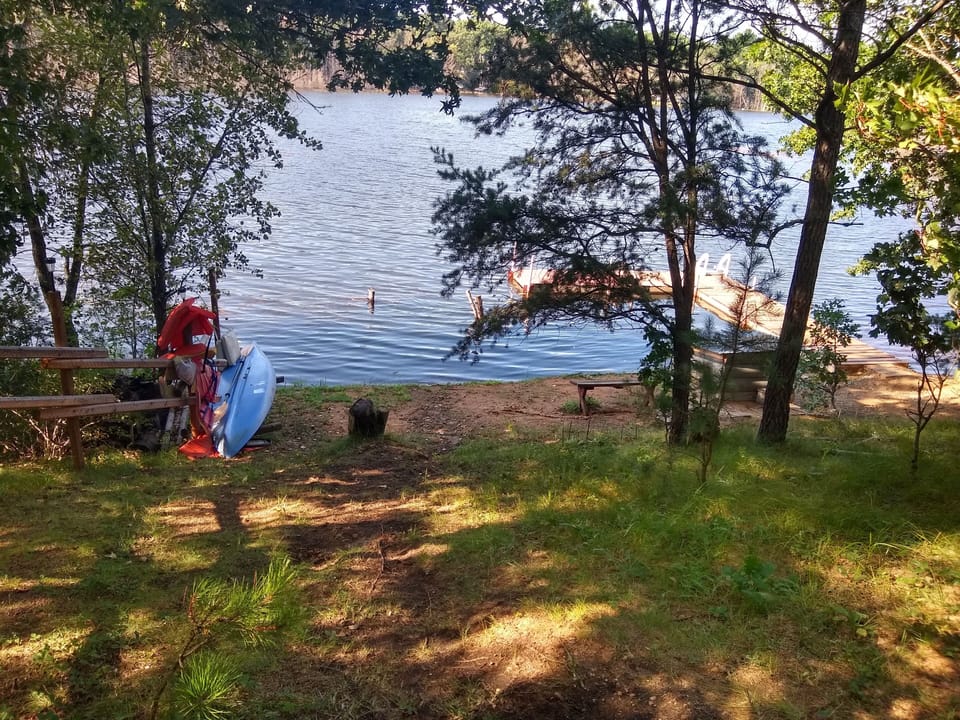 downhill path to lake, 