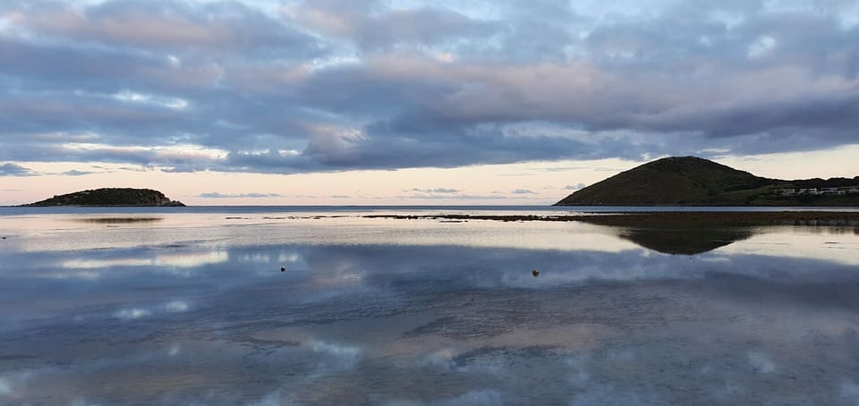 Encounter Bay Beach with view of Wright Island and the Bluff - on Morning Walk