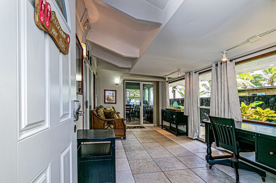 Large windows with curtains for privacy and sun blocking