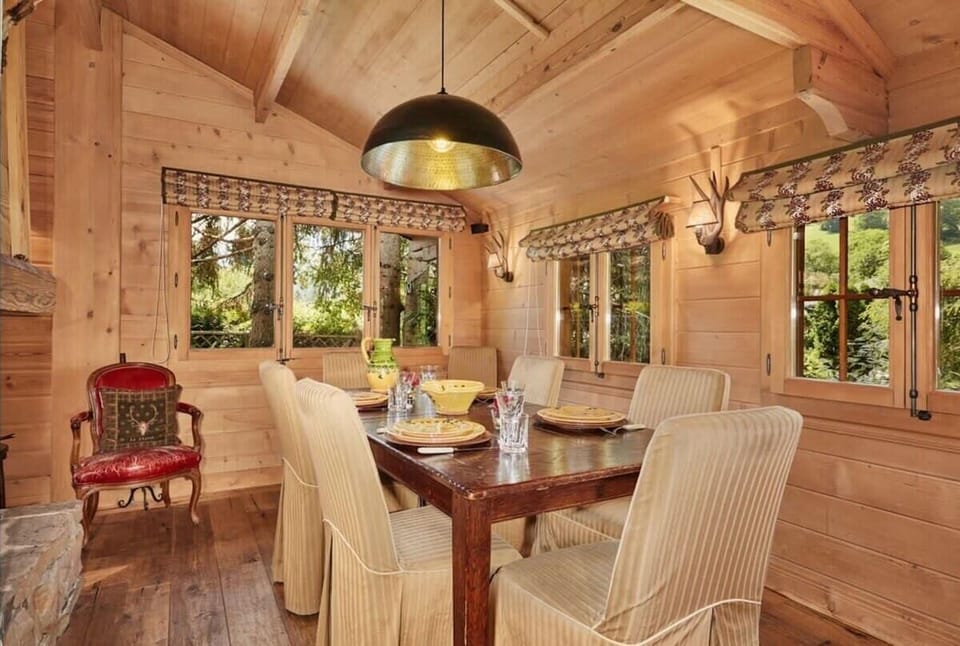 The dining room table offers breathtaking views.