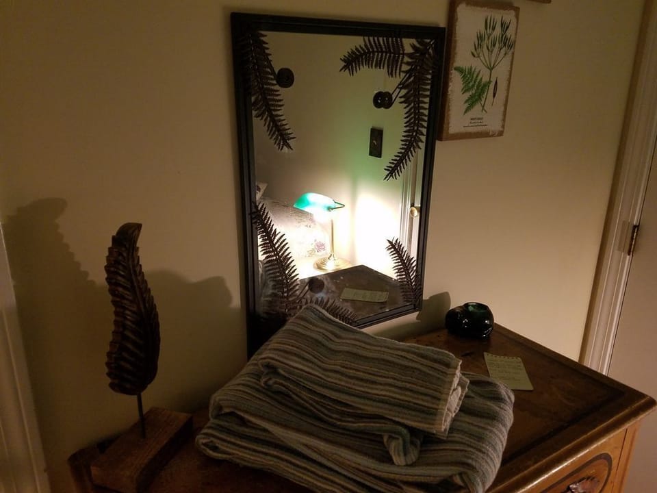 There are fresh bath towels for you.  There is a very nice outdoor shower. 
