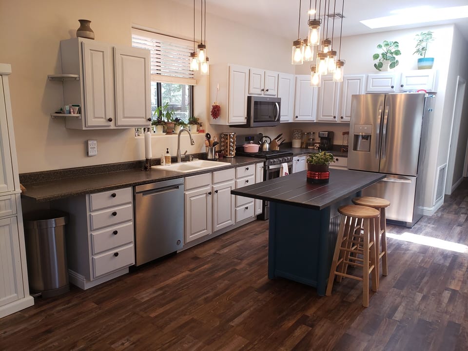 Fully stocked kitchen for all your cooking needs.