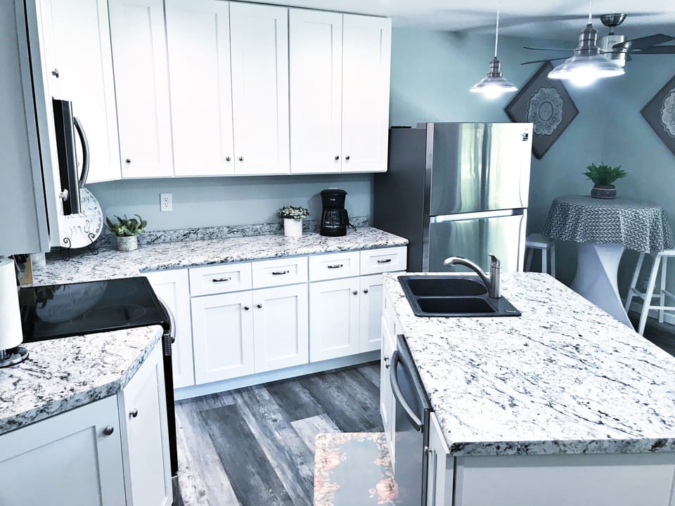 Open kitchen with full size appliances