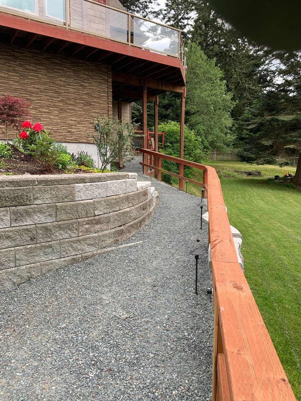The parking area has this walkway that leads to a private entrance. 