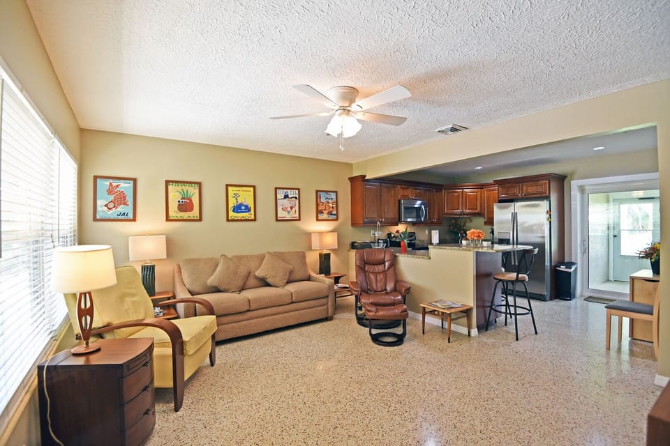Family room w/ open floor plan