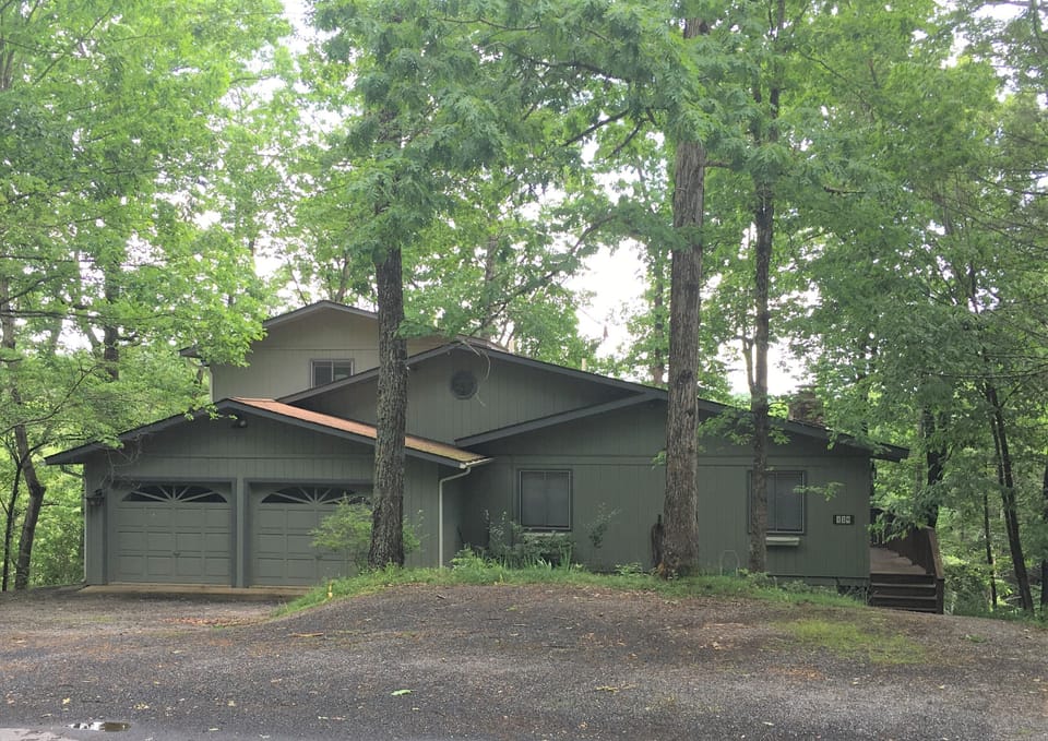 Front of house (garage is great for storage of  golf clubs, ski equipment, etc
