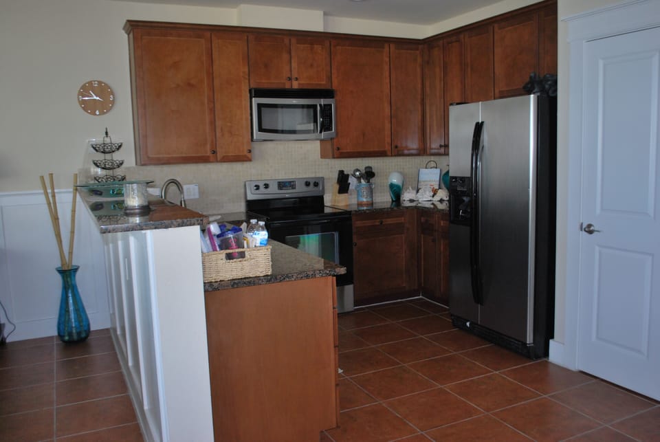 The kitchen has all full size modern appliances for your stay.
