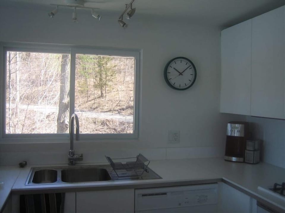 kitchen has built in microwave, built in convection oven, track lighting, dw