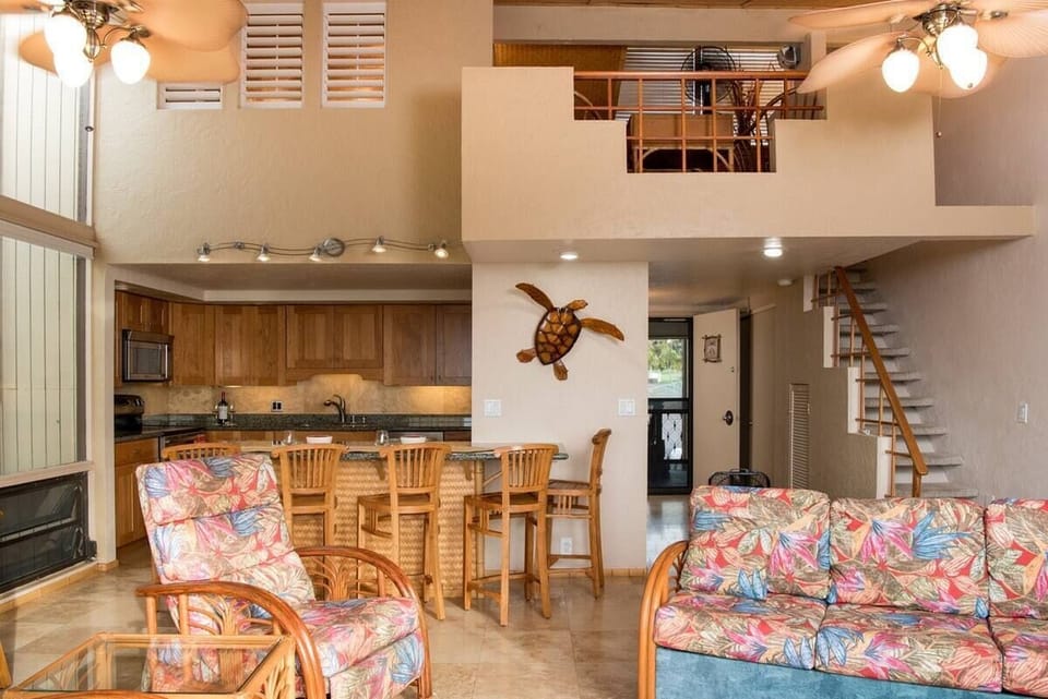 Stairs to lofted 2nd bedroom/bath