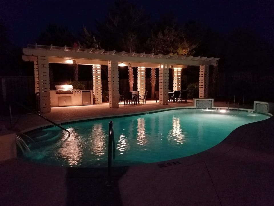 Heated pool night view