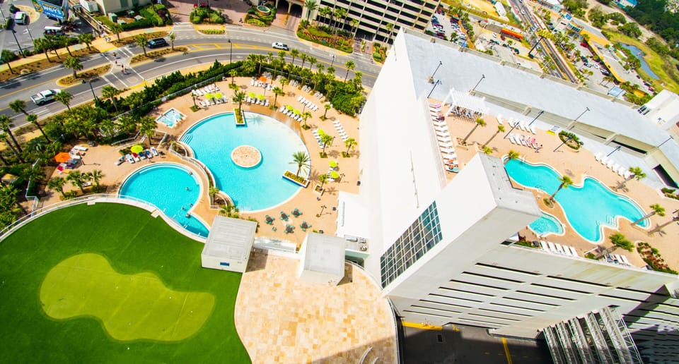 View of a couple of the pools 10TH floor and street-level pools 