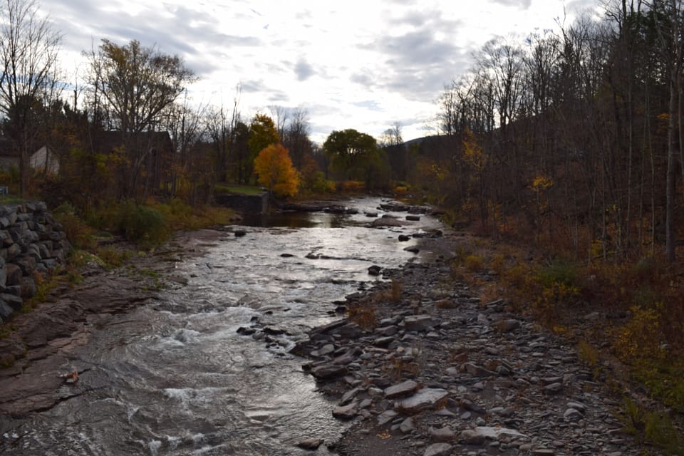 River with a swimming hole in front of the cabin