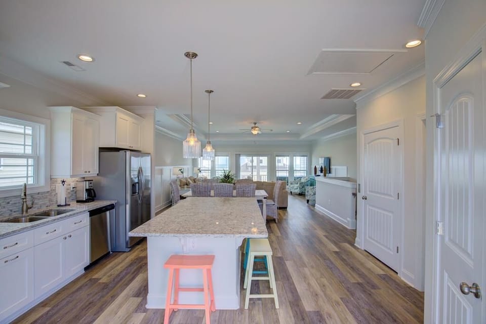 Kitchen into living area