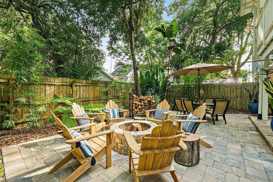 Circle around the fire pit for some after hours fun. Firewood is provided for your stay!