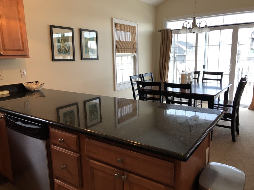 Dining room with balcony view 