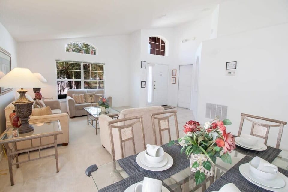 Dining area with a table perfect for a sit-down dinner for 6.