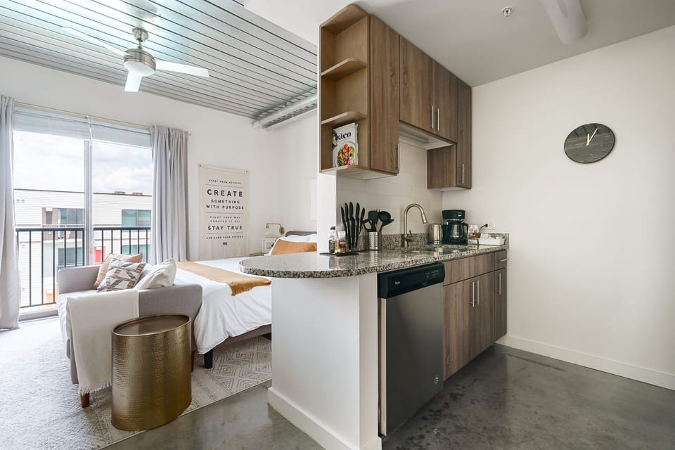 Cook up a storm in this contemporary kitchen with all the necessary amenities.