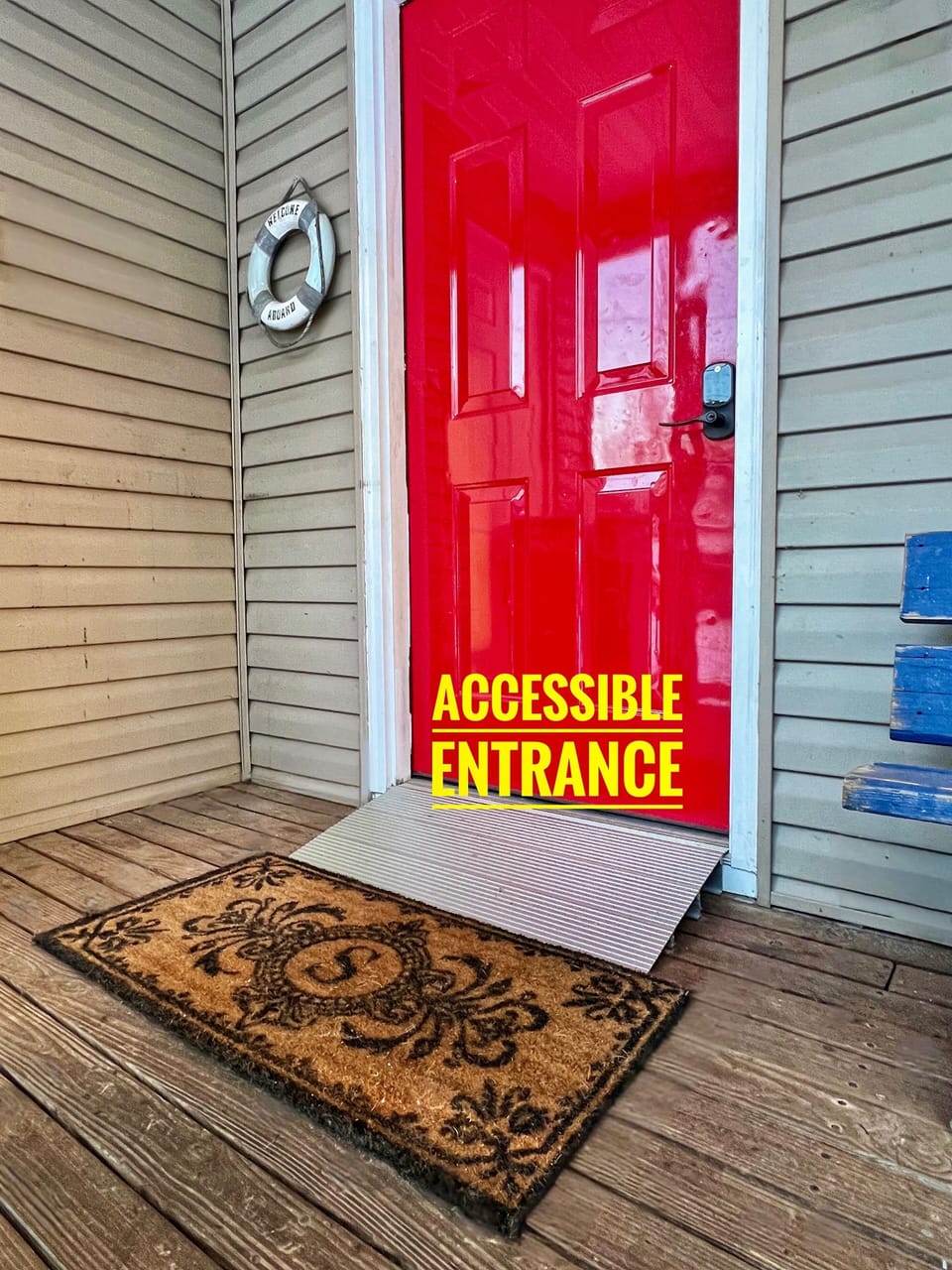 The famous red door - keyless entry & wheelchair accessible. 