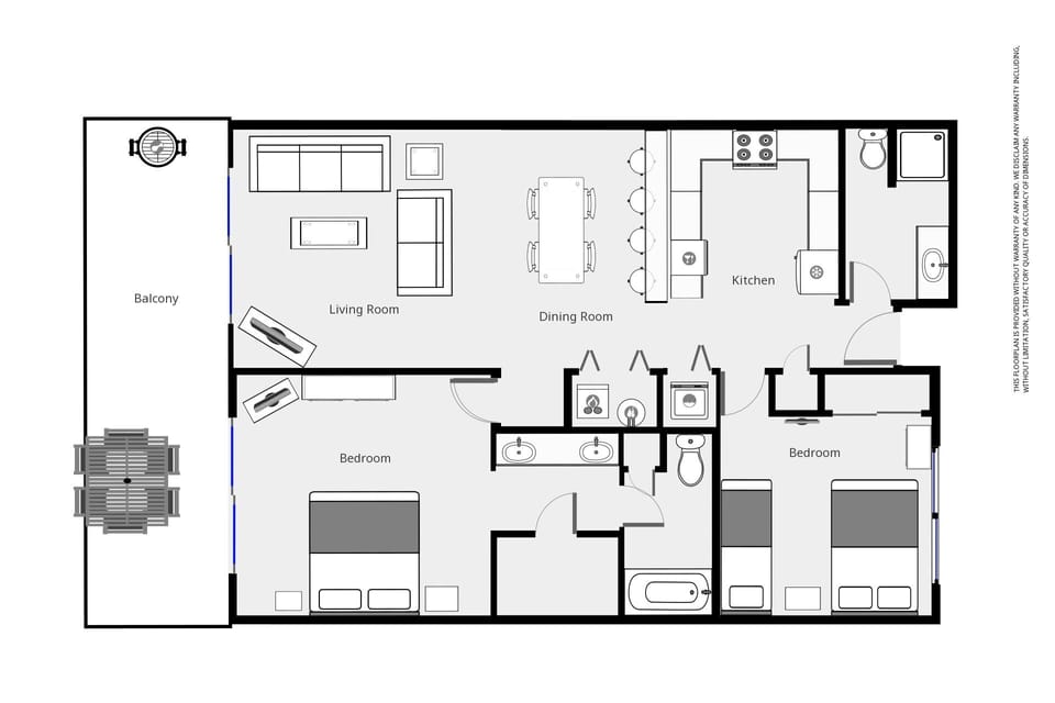 The condo floorplan.  Note the grill was removed in 2023 due to Fire Dept laws. 