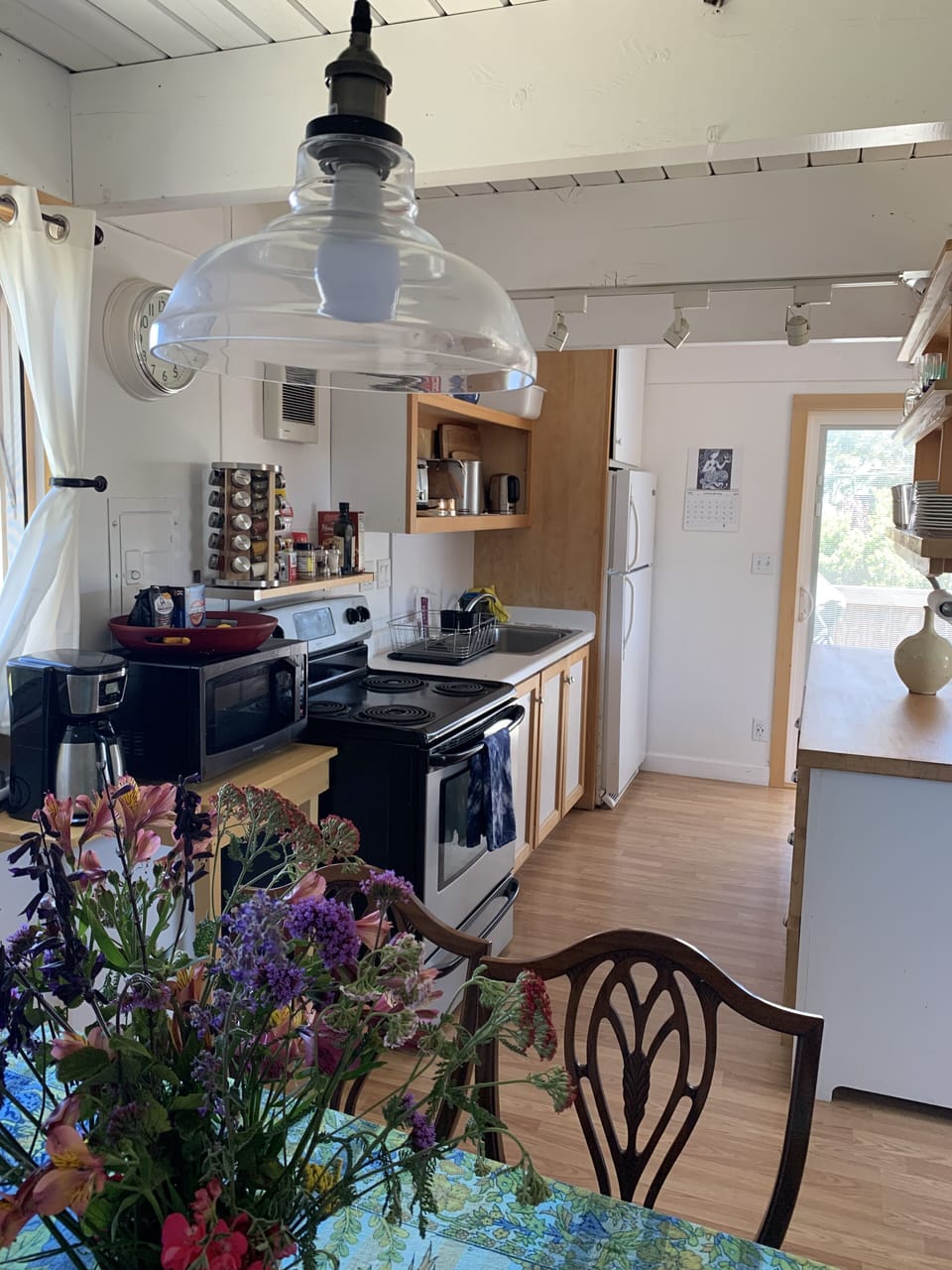 Kitchen and sliding glass door to porch