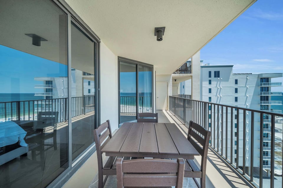 Private balcony with seating for 4
