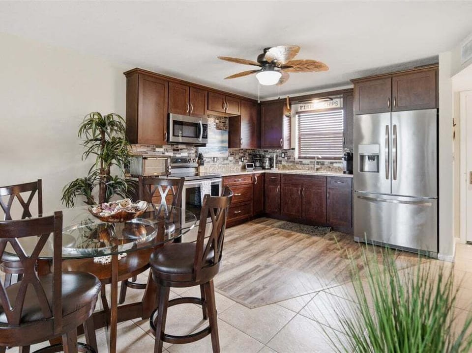kitchen and dining area