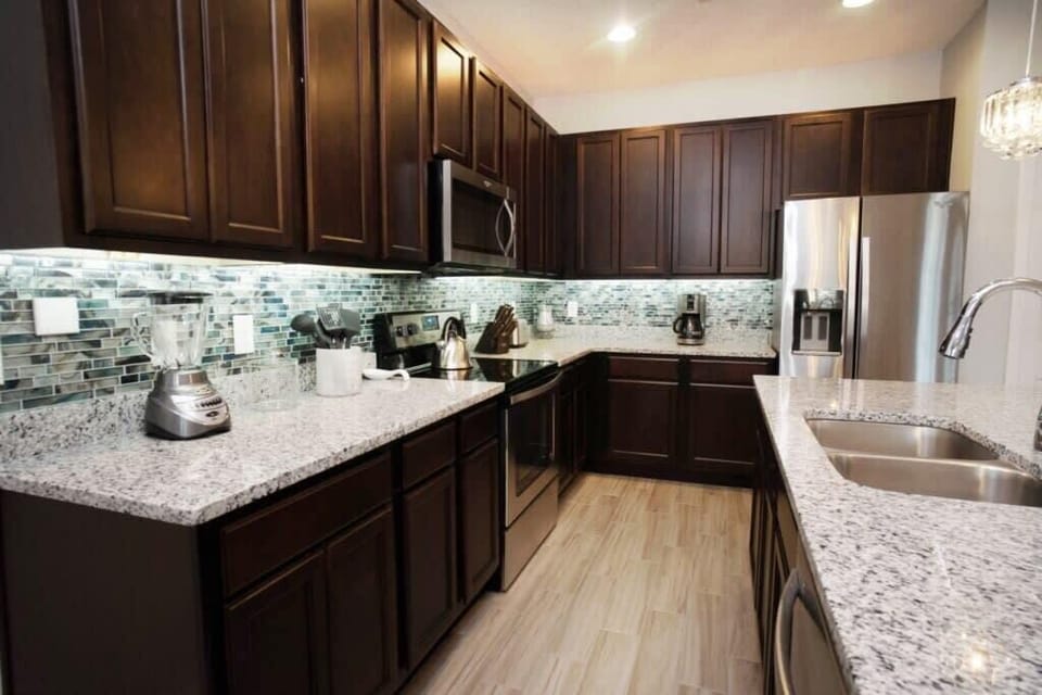 A large fully-equipped kitchen for home-cooked meals.