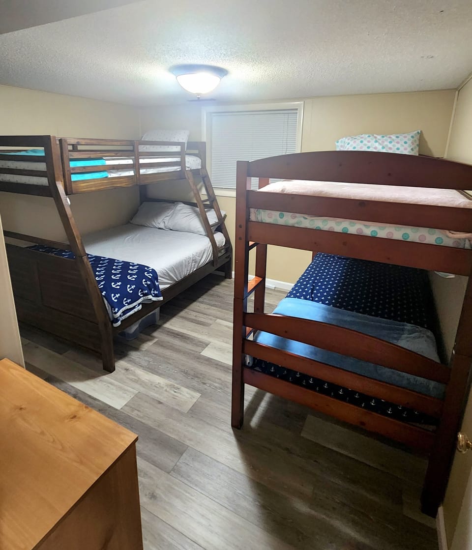 Lower Level Bunk Bedroom. 3 twin beds and 1 full size