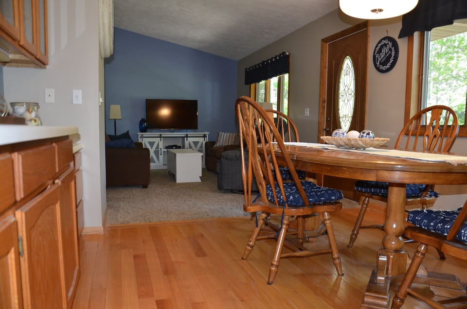 Main floor dining area opens up to a living room for ease of conversation