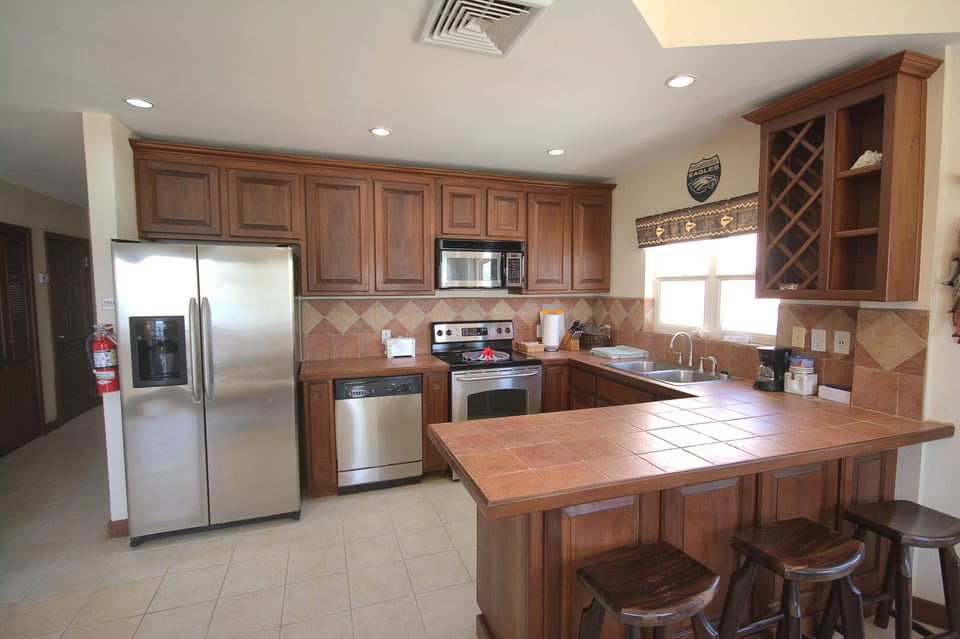 Large kitchen with what you need to prepare meals