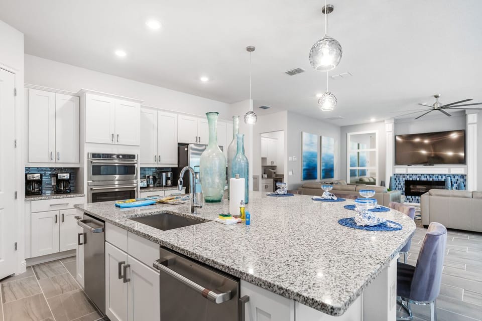 The fully equipped kitchen has everything needed to prepare a tasty family recipe (Disclaimer: Fireplace(s) not allowed for guest use, homeowner use only.)