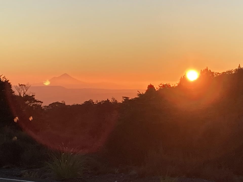 Mt Taranaki from Ruapehu at sunset