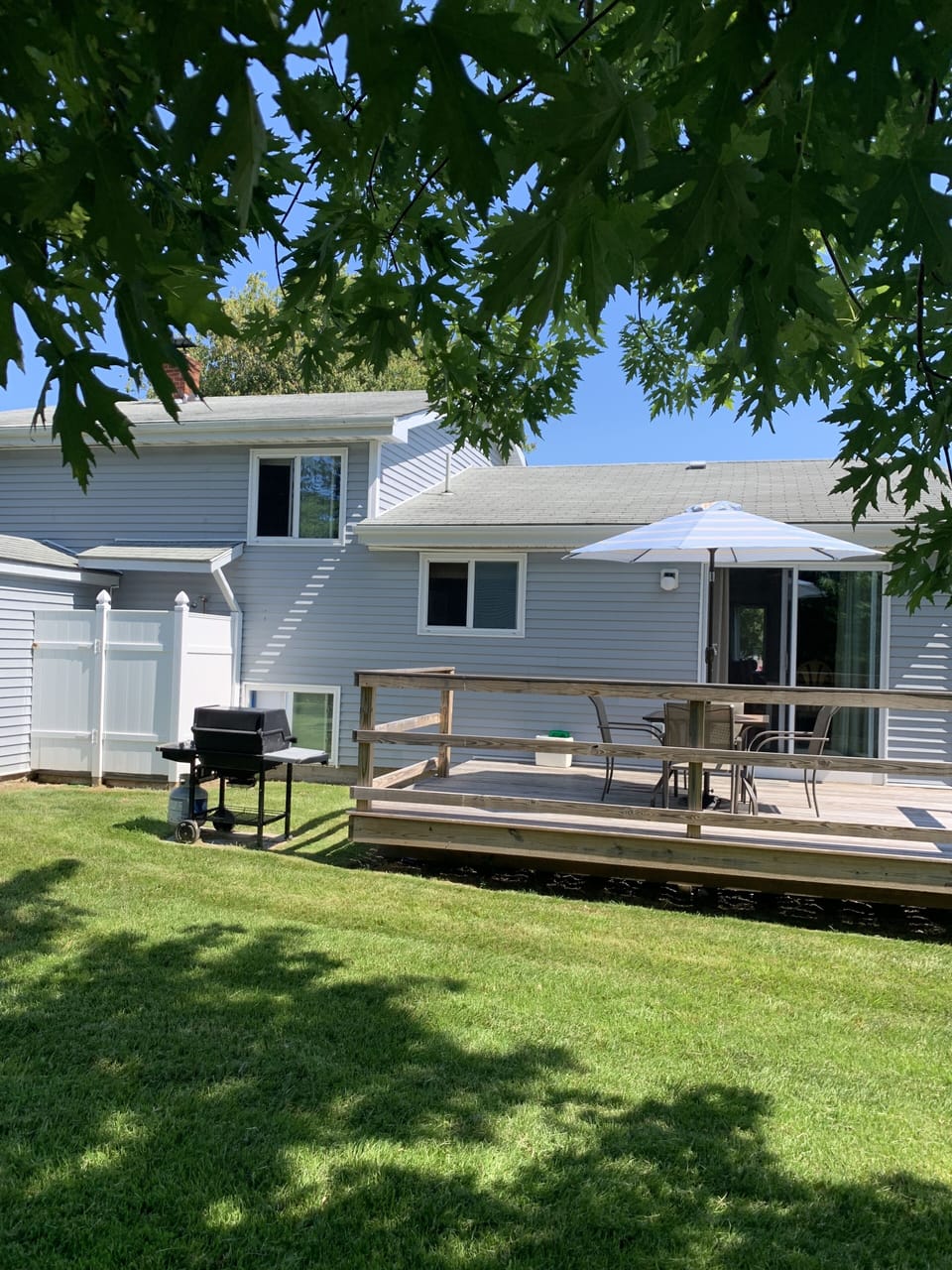 Outdoor Deck, with Patio set, Gas Grill, Outdoor Shower