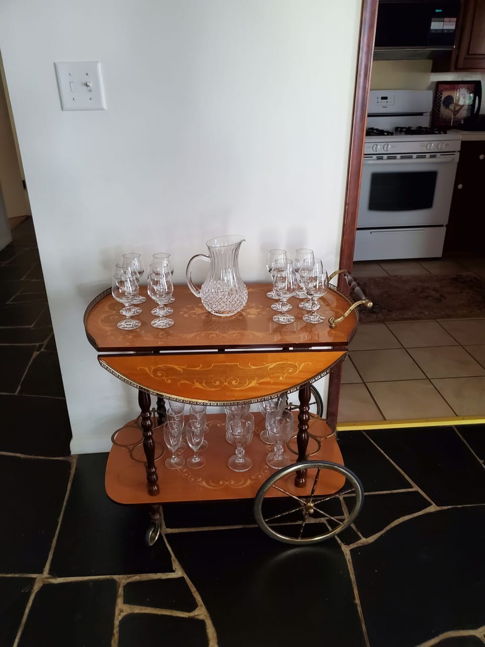 Bar Cart in Dining Room